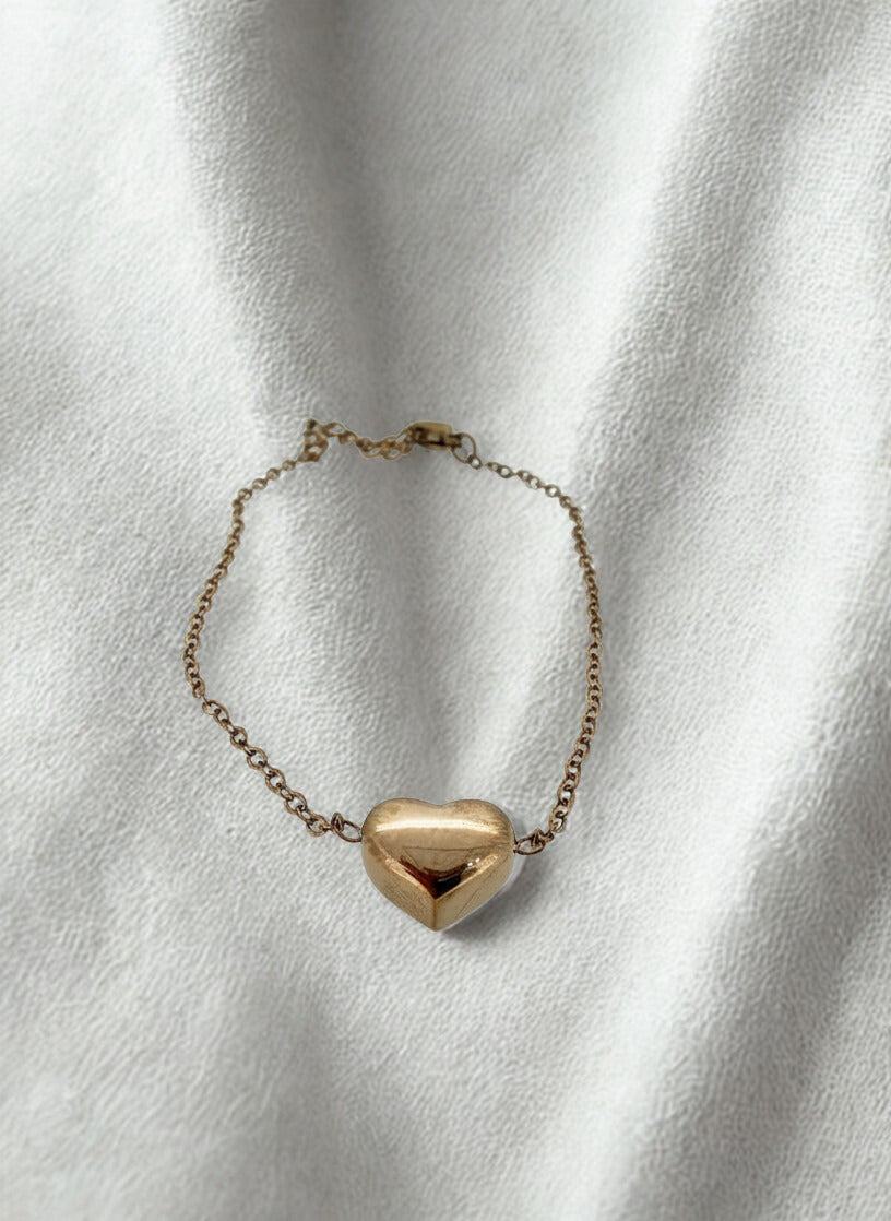 Bracciale cuore unico in acciaio inox
