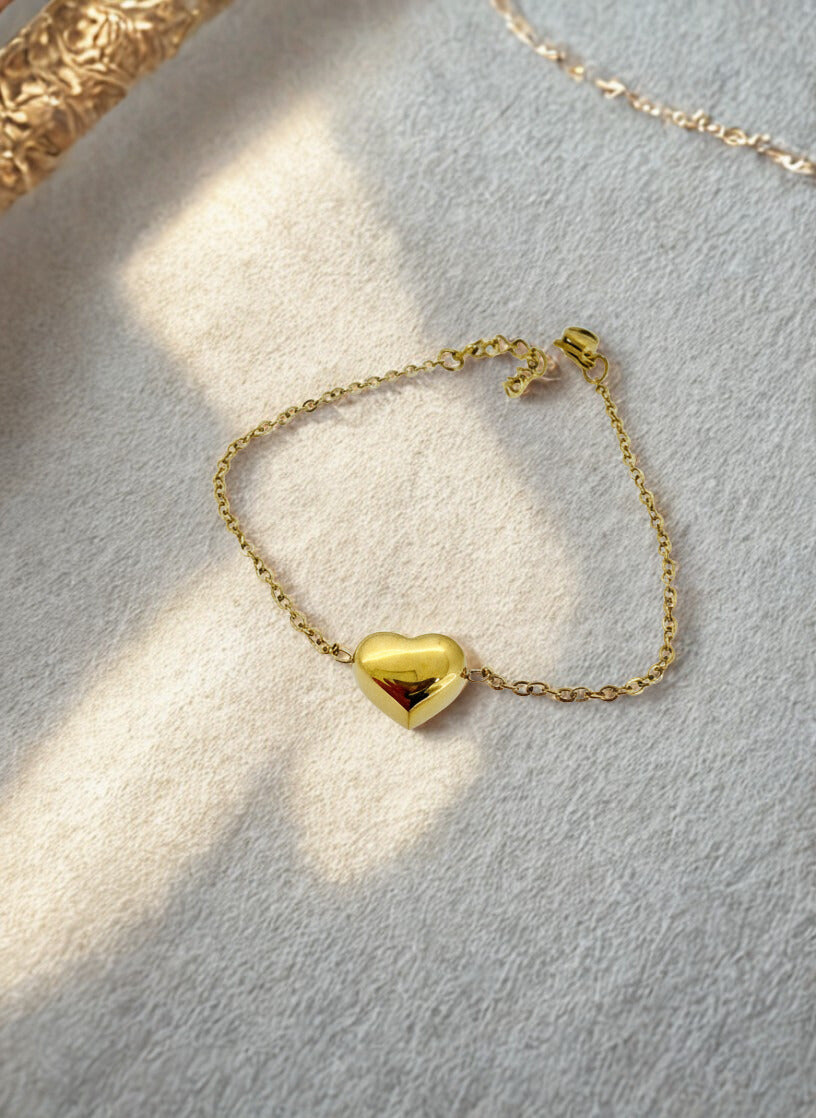 Bracciale cuore unico in acciaio inox